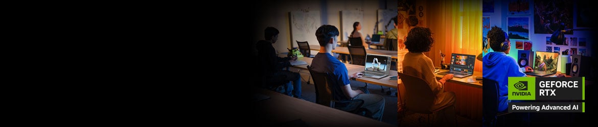 Studeren. Maken. Gamen. Ervaar snellere workflows, slimmere tools en meeslepende gameplay, gedreven door NVIDIA AI en graphics van de RTX 50-serie.